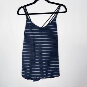 Lululemon Womens 8 Blue Breezy Tank Top Lookout Stripe Heathered Inkwell Strappy